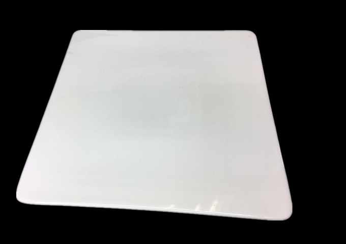 12'' Ceramic White Square Plate, SLAB-JLD | White Stone