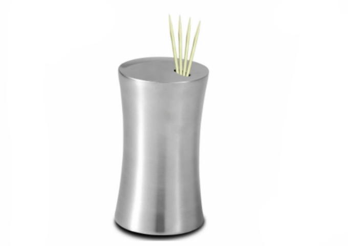 2-3/4*1-1/2'' Toothpick Holder, Stainless Steel | White Stone