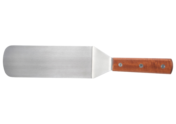 2-3/4" X 8", Solid Turner, Stainless Steel, Wooden Handle | White Stone