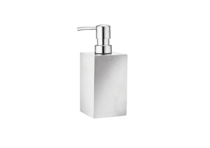 Soap Dispenser, Square Stainless Steel | White Stone