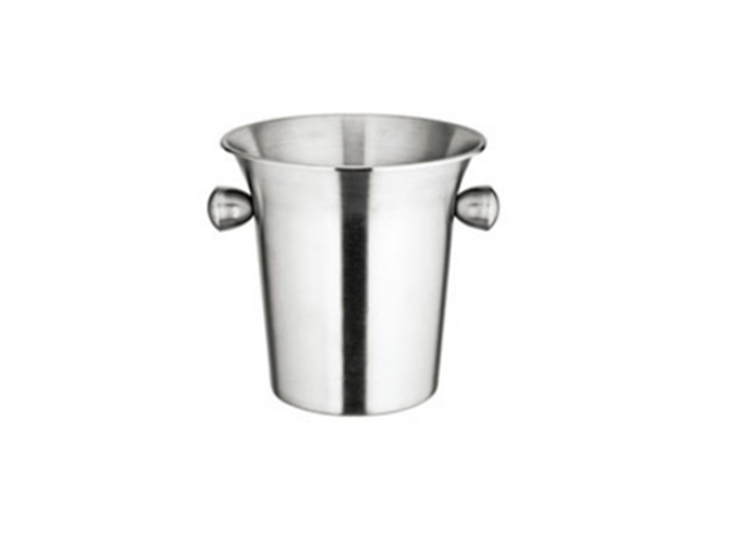 8" Round Wine Bucket, 8" High Stainless Steel | White Stone