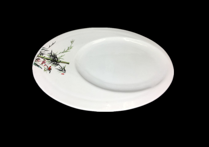 12'' X 9'' Ceramic Oval White Plate | White Stone