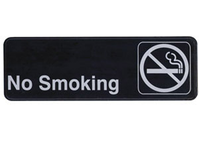 Information Sign, "No Smoking", 3" x 9", Black | White Stone