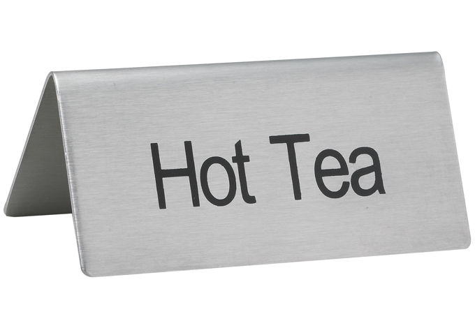 Tent Sign, "Hot Tea", S/S | White Stone