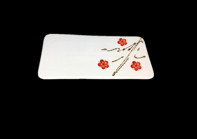 10'' x 5'' Ceramic Rectangular Plate | White Stone