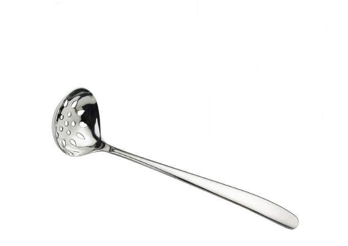 2-3/4'' Diameter 9" Handle, Stainless Steel, Perforated Ladle | White Stone