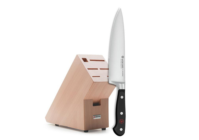 Classic 8" Cook's Knife with FREE 7 Slot Knife Block | White Stone