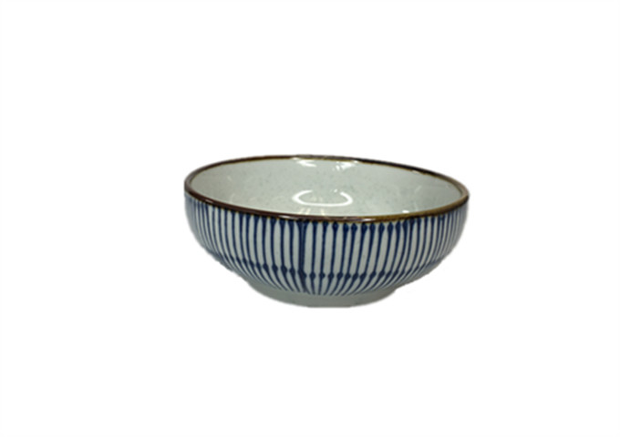 4-3/4'' Ceramic Round Bowl, Blue Rain | White Stone