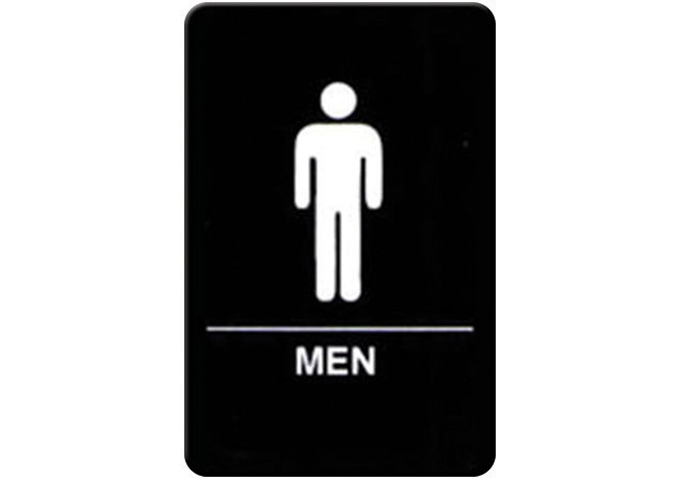 Information Sign, "Men", 6" x 9", Braille | White Stone