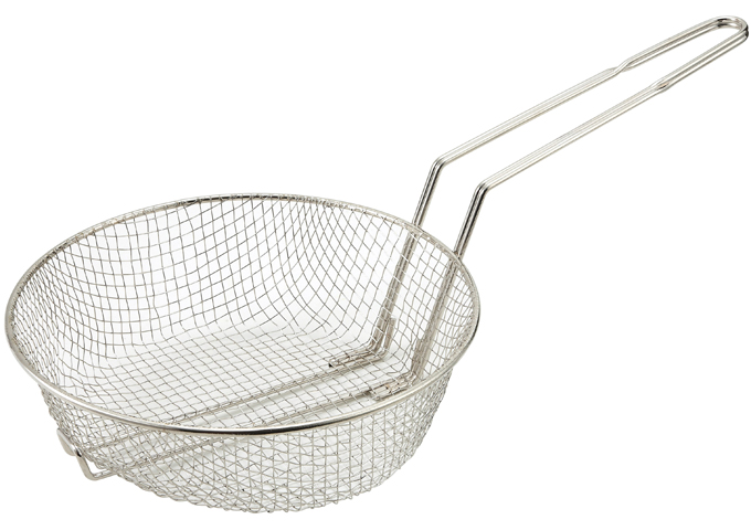 8" Culinary Basket, Medium Mesh, Nickel Plated | White Stone