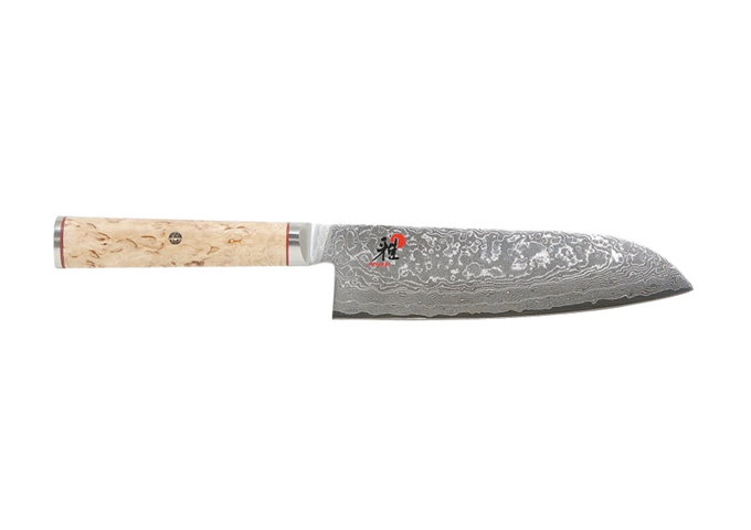 Miyabi Birchwood 5000MCD Santoku Knife 7″ / 180 mm, Granton Edge | White Stone