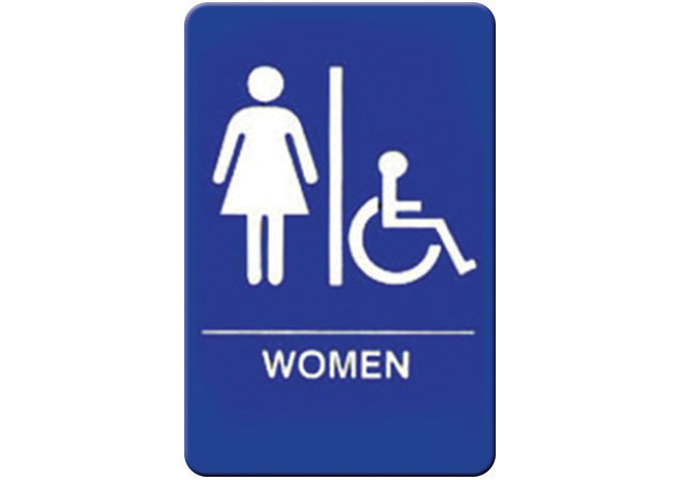 Information Sign, "Women", 6" x 9", Blue | White Stone