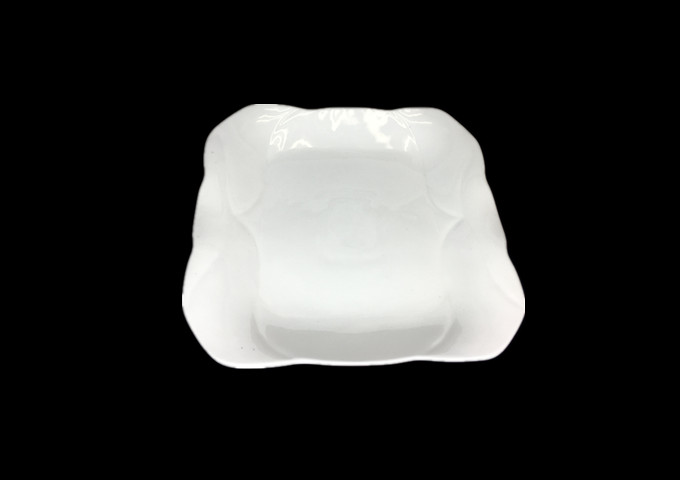 9" Ceramic White Square Plate - JLD | White Stone