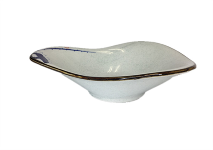 10'' X 8'' Ceramic Tongue Bowl | White Stone