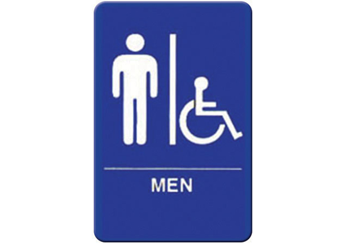 Information Sign, "Men", 6" x 9", Blue | White Stone