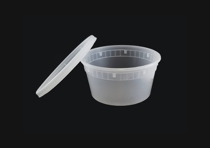 12 oz. Microwavable Plastic Deli Container and Lid Combo Pack - 240/Case | White Stone
