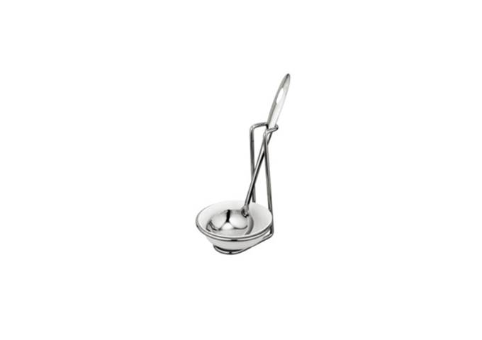 Spoon Holder, Ceramic Round, Stainless Steel | White Stone