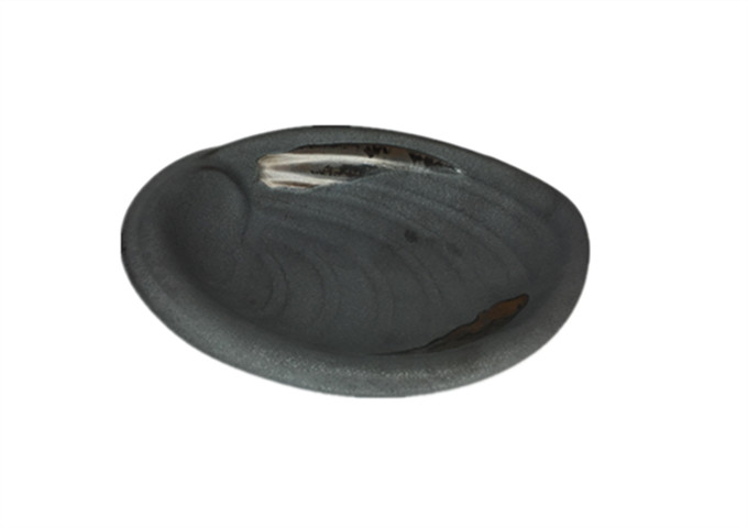 7'' X 5-1/2'' Ceramic Grey Shell Plate | White Stone