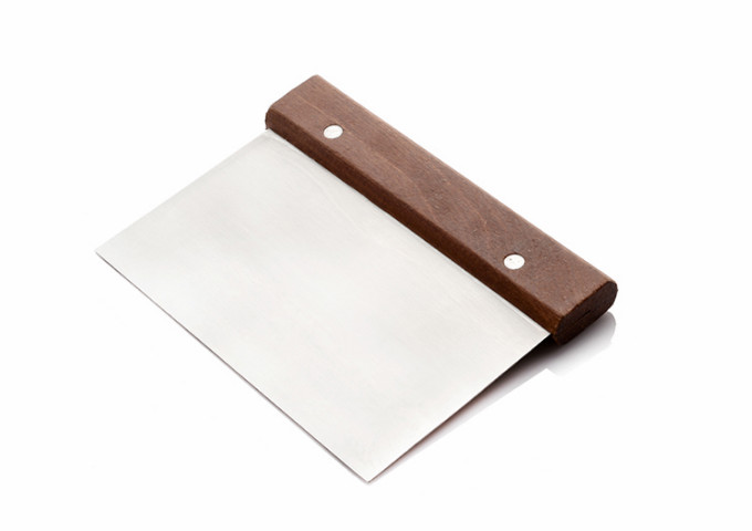 Dough Scraper, Stainless Steel, Thick Edge, Wooden Handle | White Stone