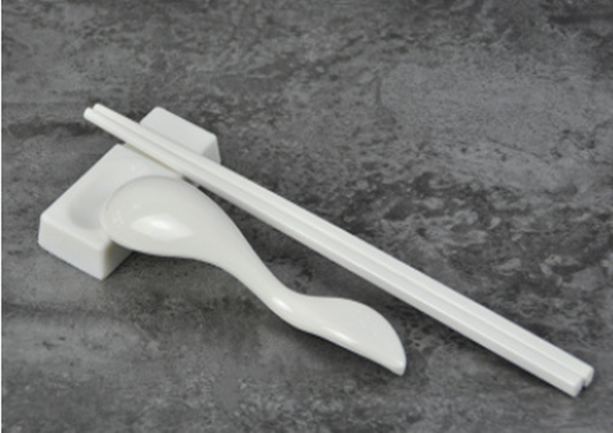 3-1/2'' x 1-1/2'' White Chopsticks & Spoon Holder Melamine | White Stone