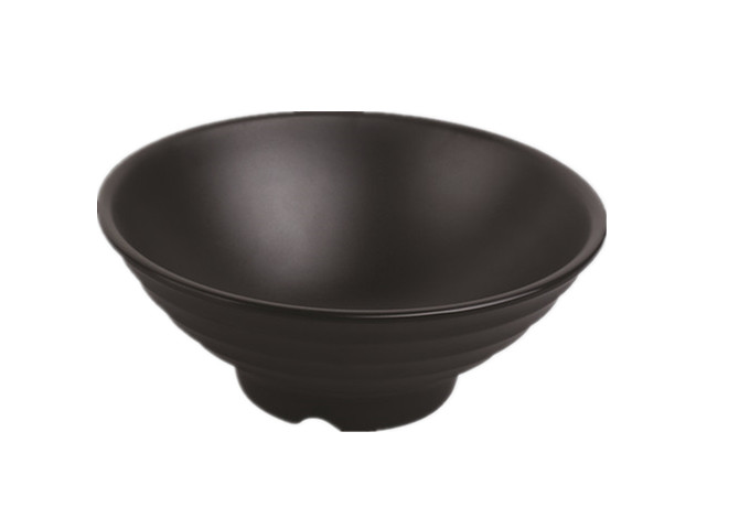 9'' Round Black Soup Bowl, Melamine | White Stone