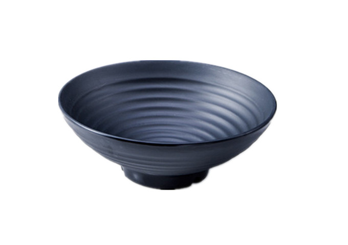 8-1/2'' Round Black Ramen Soup Bowl, Melamine | White Stone