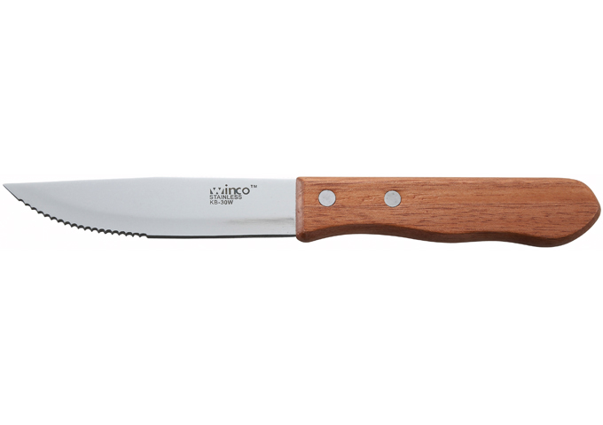 Jumbo Steak Knives, 5" Blade, Wooden Hdl, Pointed Tip, 1 Doz | White Stone