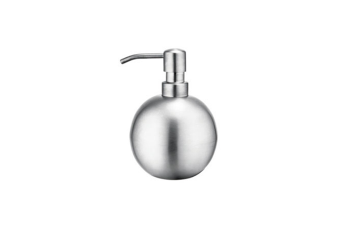 Soap Dispenser, Stainless Steel Sphere Shape | White Stone