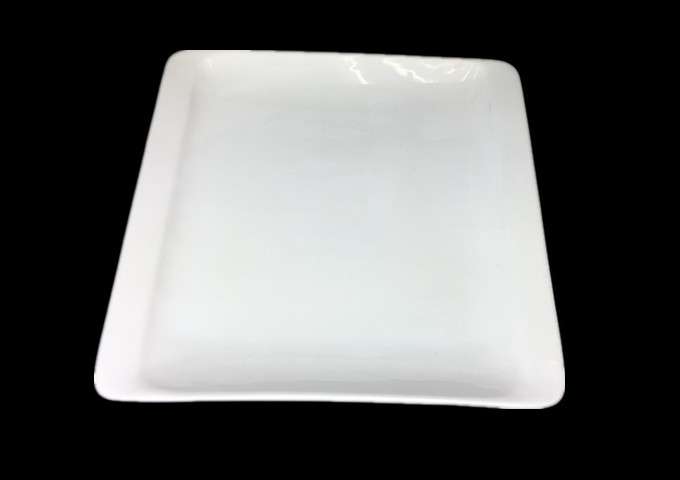 12" Ceramic White Plate, Square -JLD | White Stone