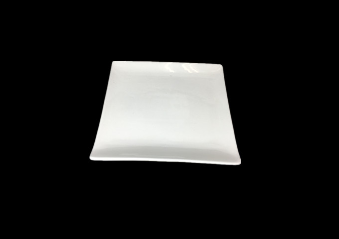 8” Ceramic Square White Plate - JLD | White Stone