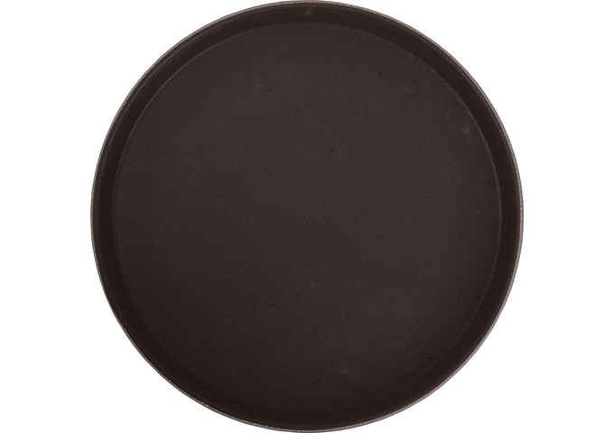 11" Easy Hold Rubber Lined Tray, Brown, Round | White Stone
