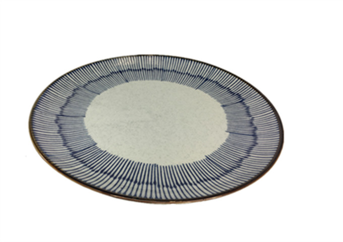 12'' Ceramic Round Plate, Blue Rain | White Stone