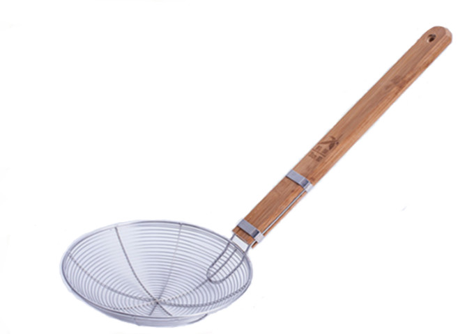 10'' Coarse Skimmer, Stainless Steel, 14" Wood Handle | White Stone