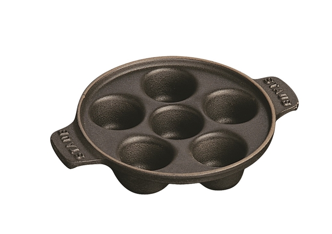 Staub Cast Iron Escargot Dish 5.5″ / 14 cm - Black | White Stone