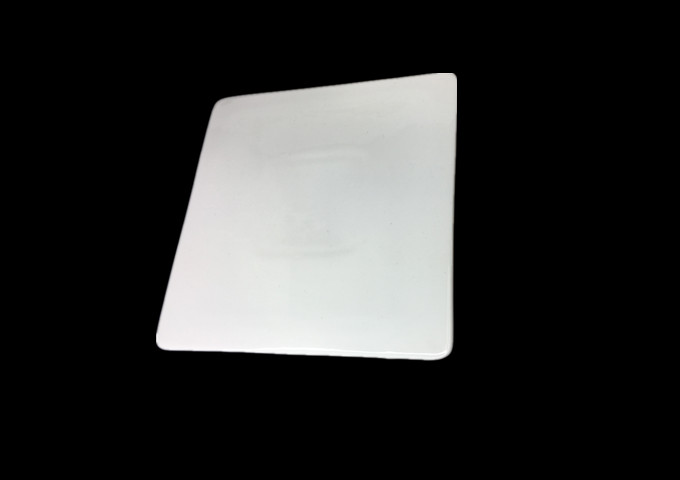 9" Ceramic White Flat Plate, Square - JLD | White Stone
