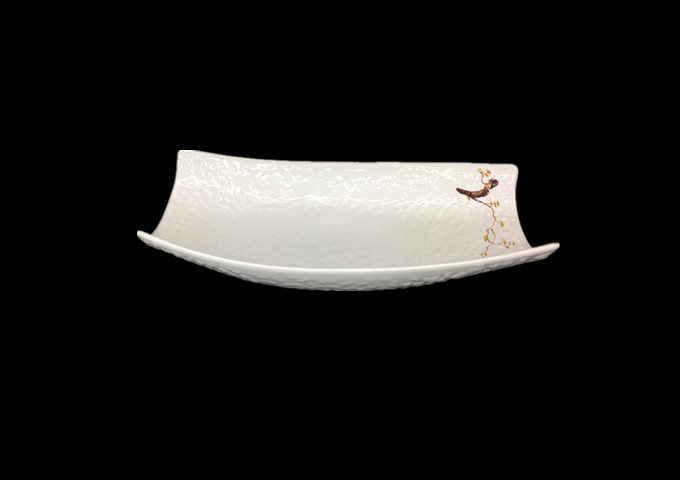 Ceramic Plate,Boat Shape-PIS, 9-3/4'' X 4-1/2'',  Whitestone | White Stone