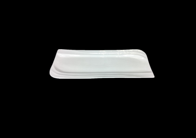 14" X 5-1/4'' Ceramic White Plates, Tide - JLD | White Stone
