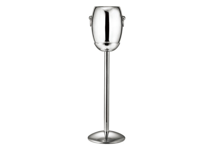 7" Round Wine Bucket, 10" High, Stainless Steel Double Wall | White Stone