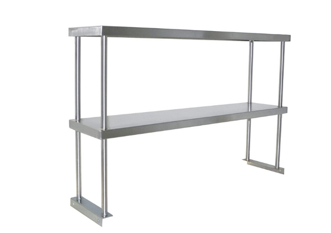 18 Gauge Stainless Steel Double Deck Overshelf - 12x84'' | White Stone