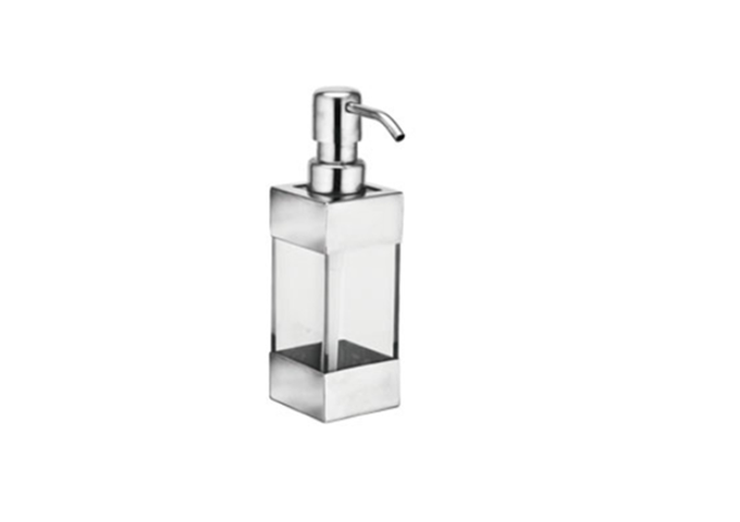 Soap Dispenser, Stainless Steel Square Translucence | White Stone