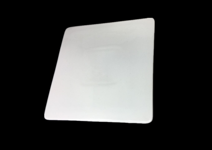 10-1/4" Ceramic White Flat Plate, Square - JLD | White Stone