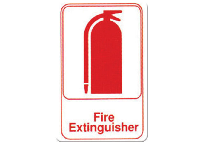 Information Sign, "Fire Extinguisher", 6" x 9", White | White Stone